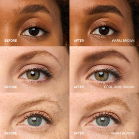 Bobbi Brown spoolie end brushing brows to blend color and shape naturally