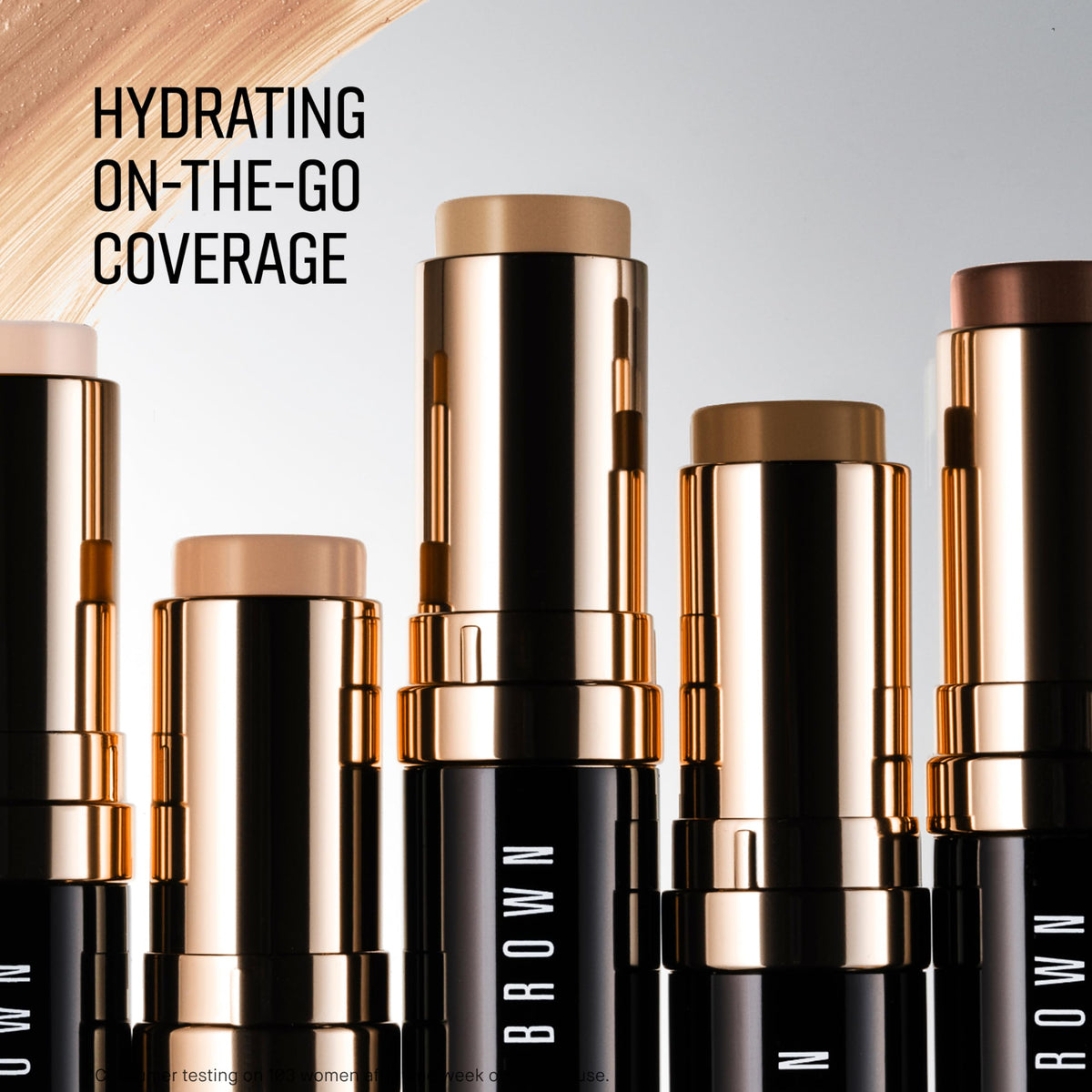 Bobbi Brown stick open with twist-up mechanism visible, illustrating precise application benefit