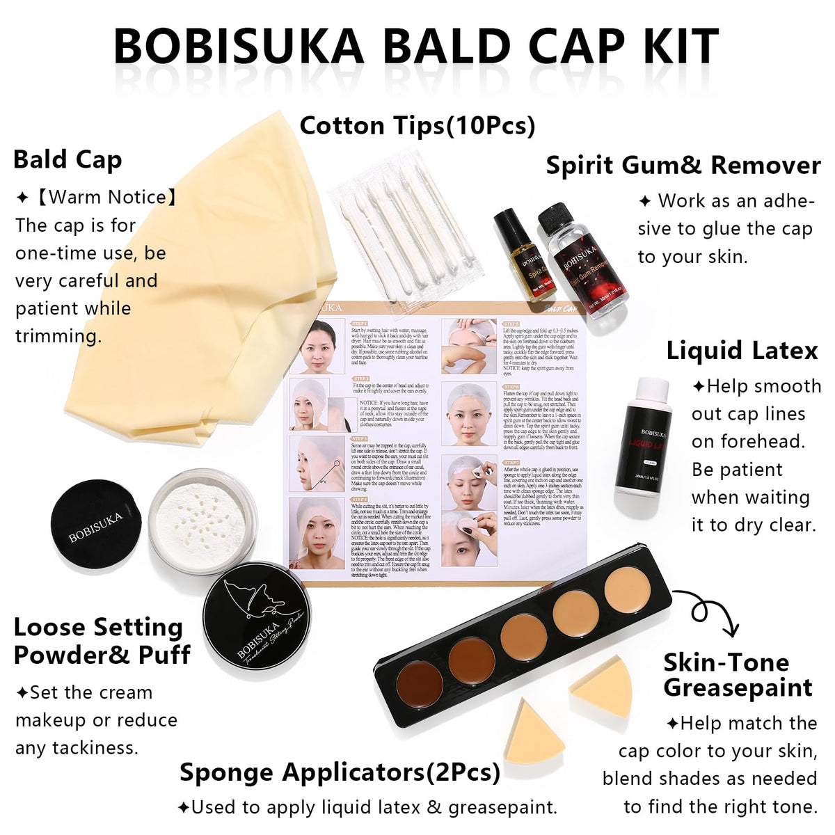 BOBISUKA latex bald cap close-up showing texture and stretch for comfortable fit benefit