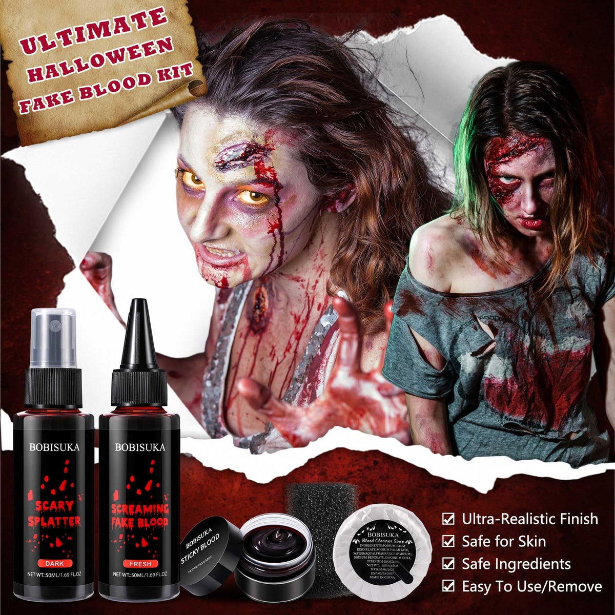 BOBISUKA dark spray shown mid-splatter for dramatic spatter effects