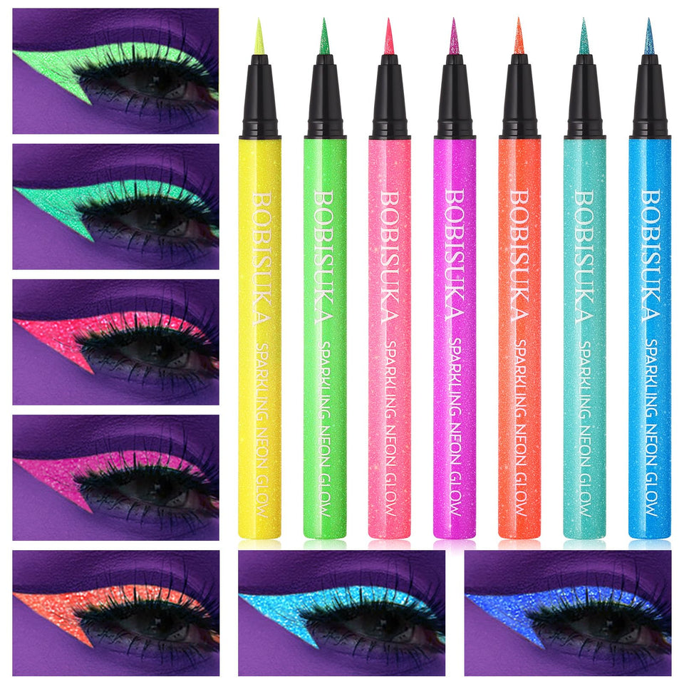 BOBISUKA front packaging showing seven glitter eyeliners and bright colors