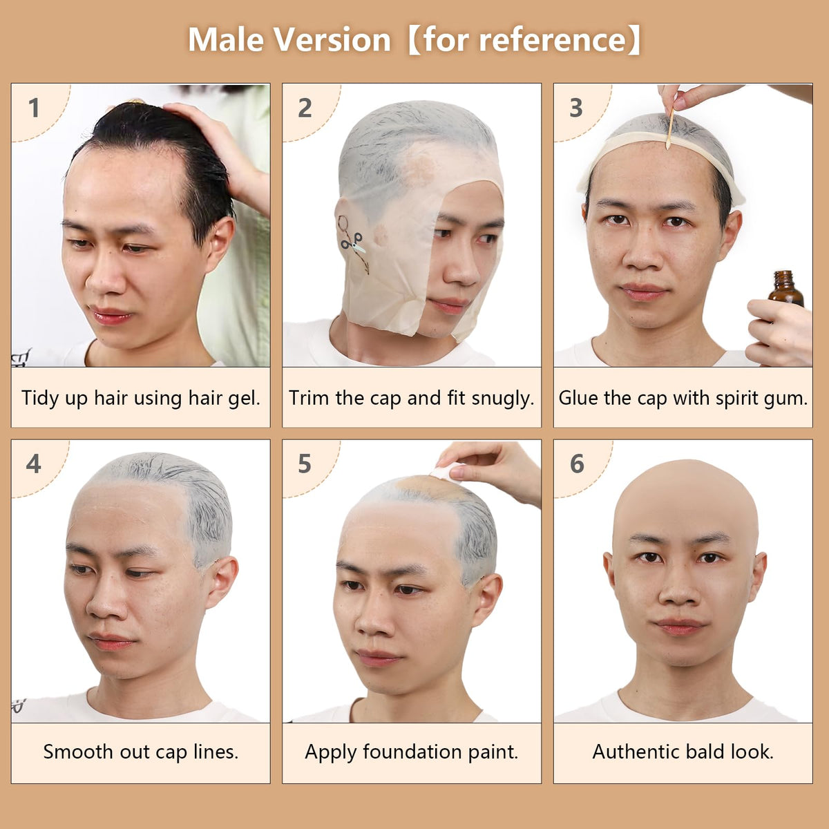 BOBISUKA clear liquid latex applied on cap seam demonstrating smooth blending benefit