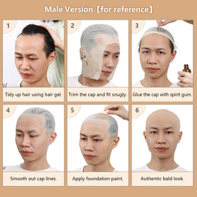 BOBISUKA clear liquid latex applied on cap seam demonstrating smooth blending benefit