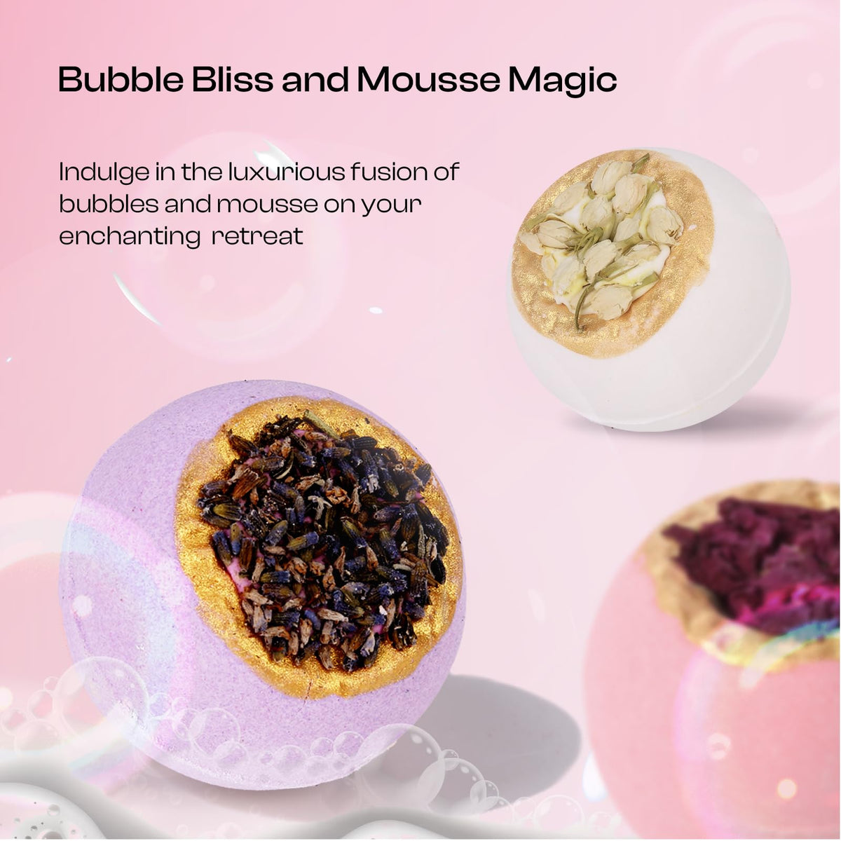 BoboSweeTree fizzing bath bomb in tub creating colorful water and calming ambience