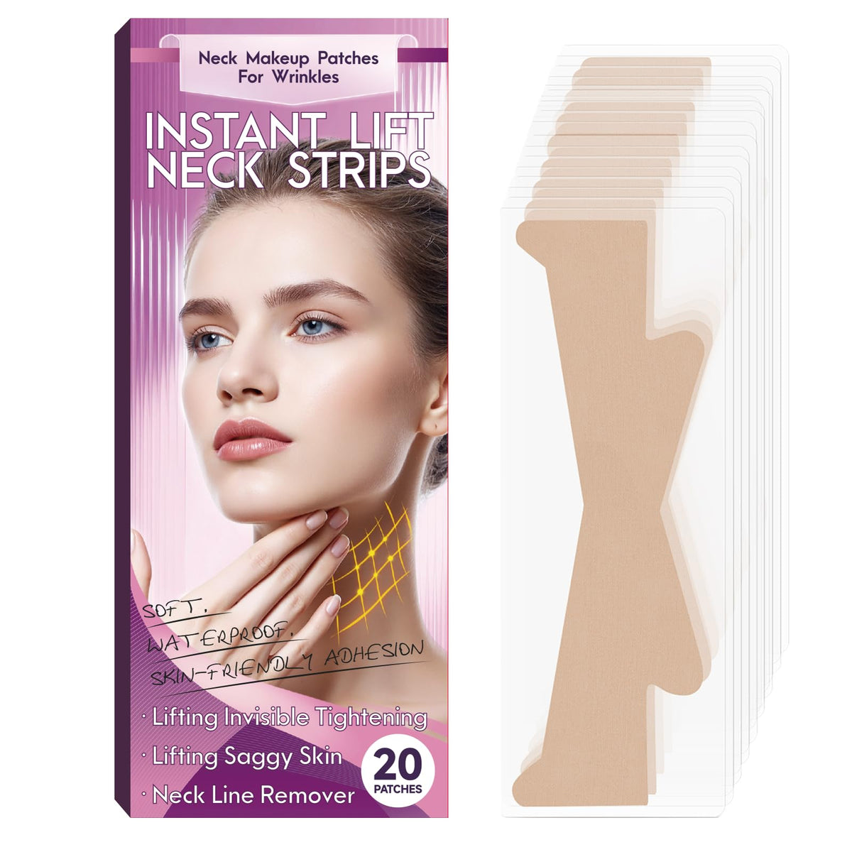 Bocello front packaging showing 20 PCS and product benefit of instant lift