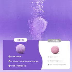 BODY & EARTH bath bomb dissolving in tub showing color float and calming effect