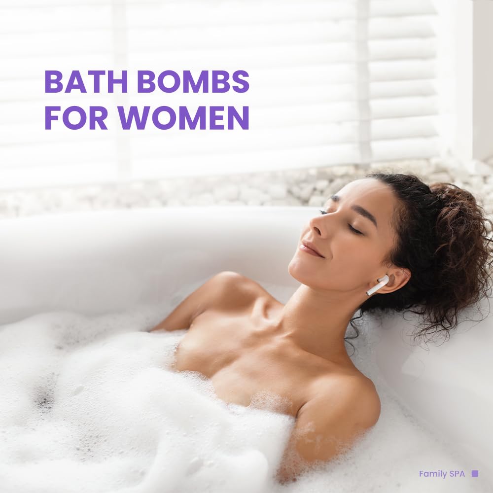 BODY & EARTH lifestyle bathtub scene with lavender for relaxing home spa benefit