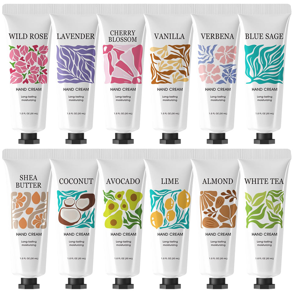 BODY & EARTH # LOVE front packaging showing 12 mini tubes and variety benefit: easy gifting