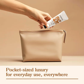 BODY & EARTH # LOVE applying cream to hands demonstrating smooth hydration