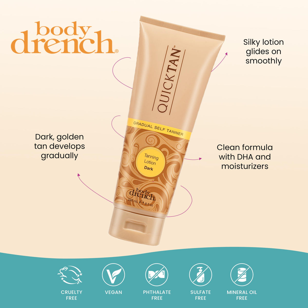 Applying Body Drench with a mitt to show streak-free, even self-tan results