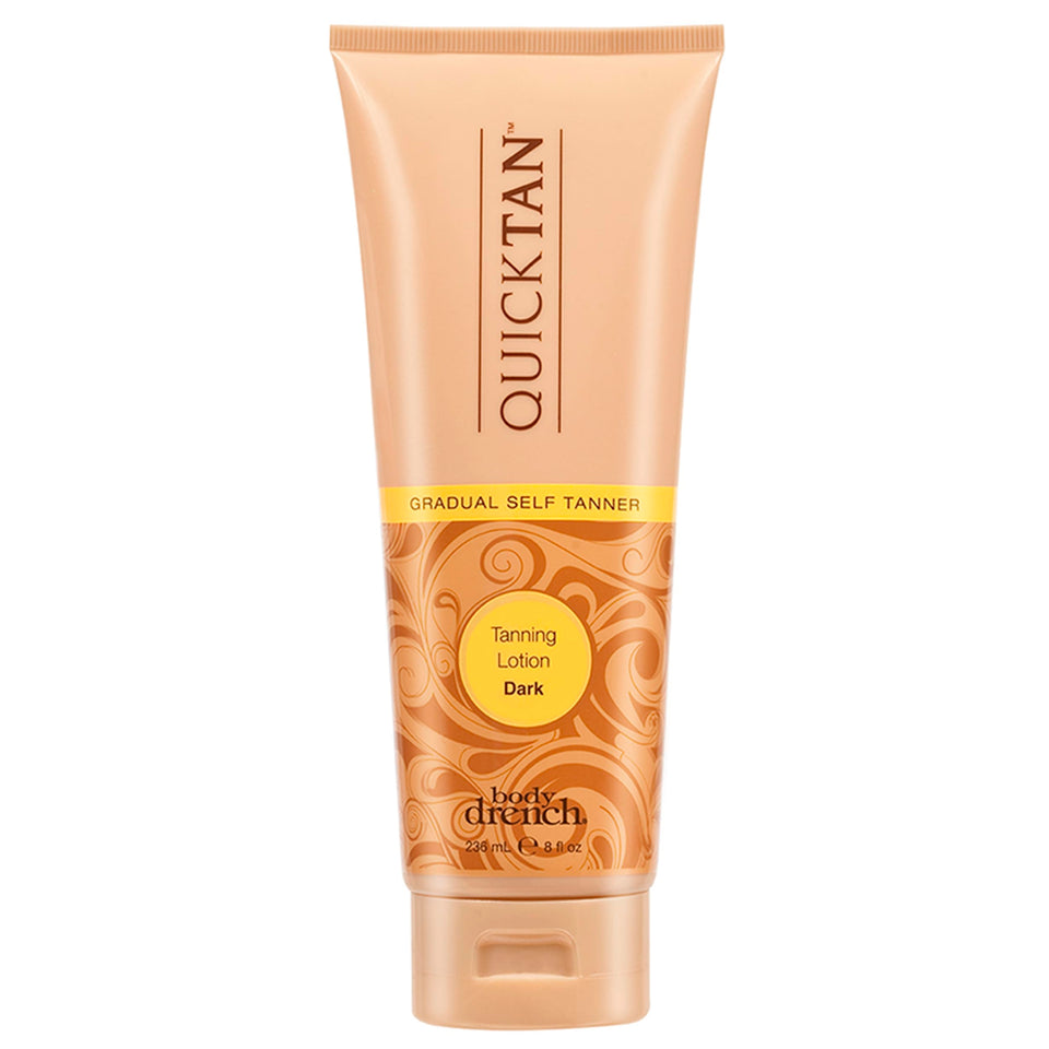 Body Drench bottle front view showing product branding and dark tan benefit
