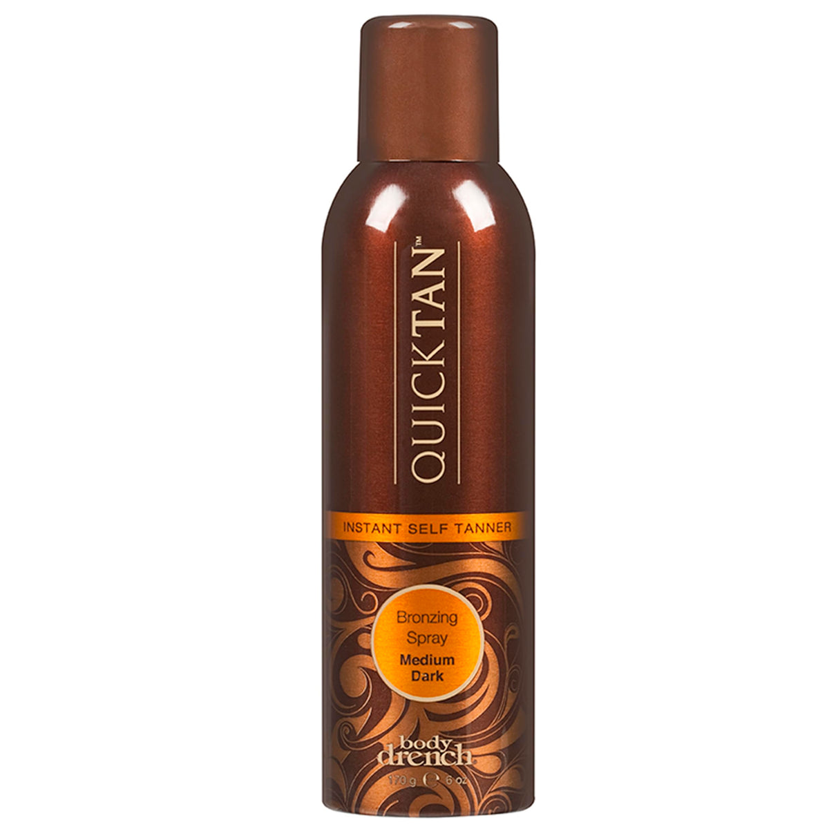 Body Drench bottle front packaging showing bronzing spray and benefits