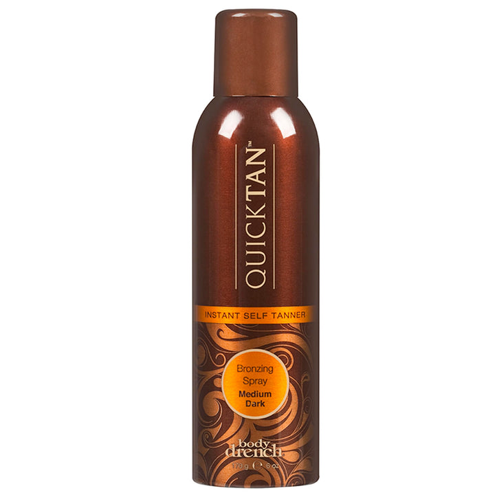 Body Drench bottle front packaging showing bronzing spray and benefits