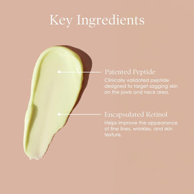 BODY FIRM applying cream to neck demonstrating smoothing and hydration benefit