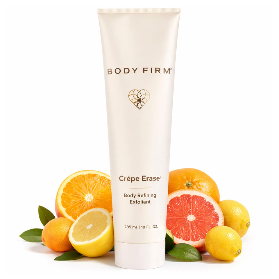 BODY FIRM front packaging showing bottle and citrus scent for visible smoothing