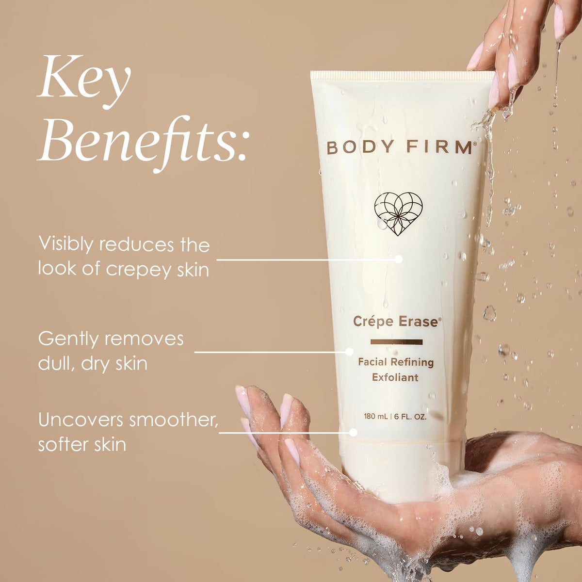 BODY FIRM close-up texture of scrub showing gentle exfoliating particles for polished skin