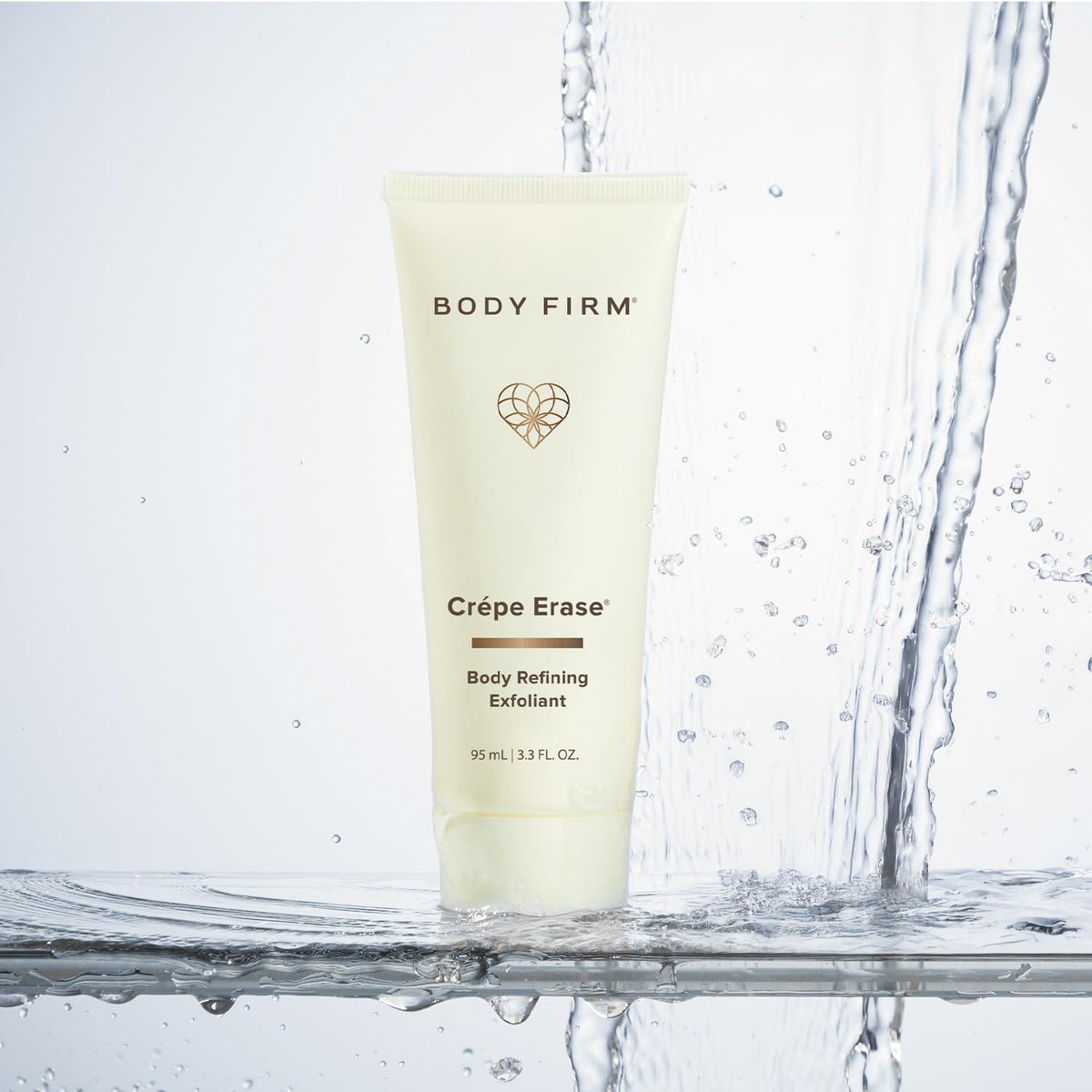 BODY FIRM product being massaged on damp skin in shower for effective prep