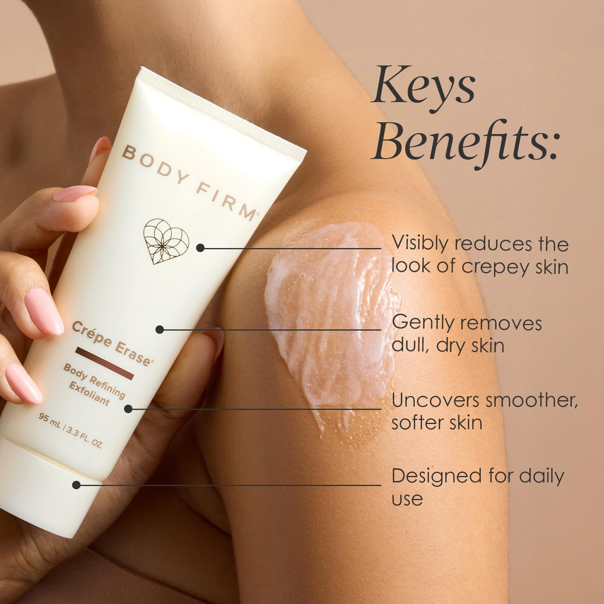 BODY FIRM close-up texture showing fine exfoliant that smooths skin surface