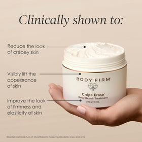 Close-up whipped cream texture of Body Firm highlighting fast absorption