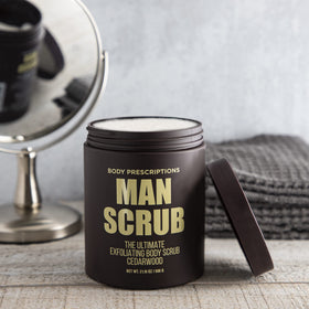 Body Prescriptions scrub being applied in shower demonstrating thorough cleansing and refreshed skin