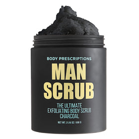 Body Prescriptions charcoal jar front view showing twist-top lid and size benefit