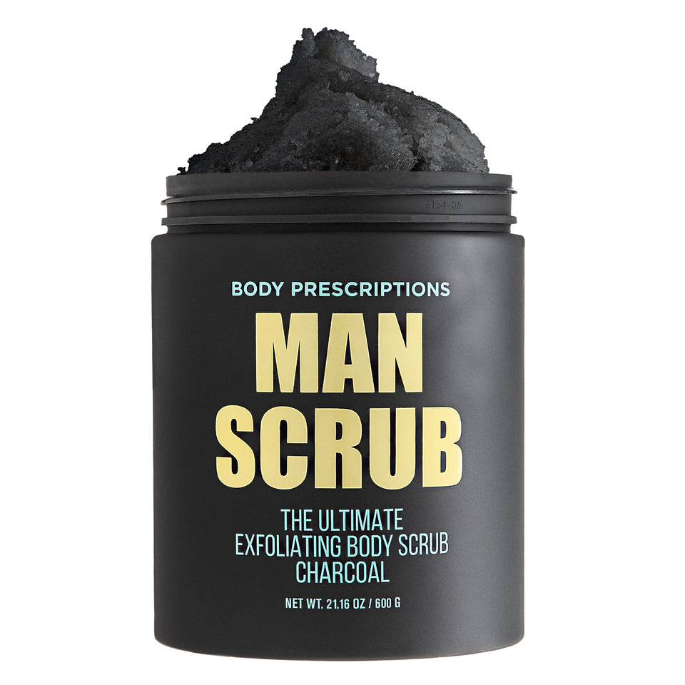 Body Prescriptions charcoal jar front view showing twist-top lid and size benefit