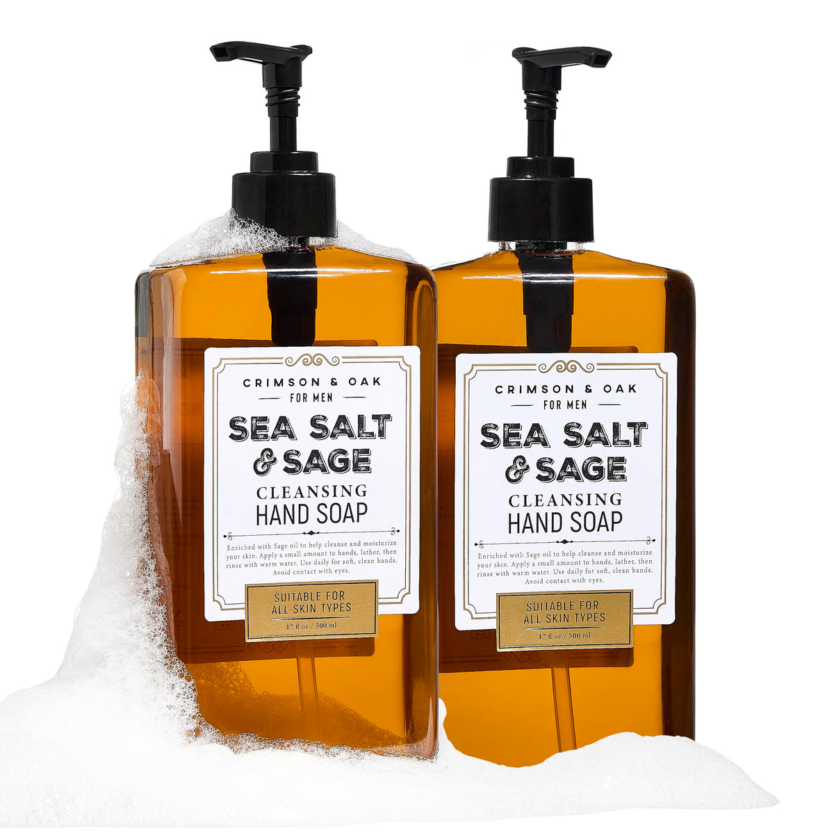 Body Prescriptions bottle front packaging showing clear 17 fl oz and Sea Salt & Sage scent, easy identification
