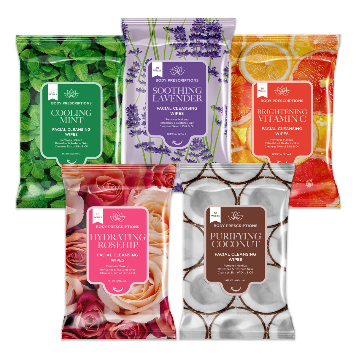 Body Prescriptions front packaging showing bulk wipes and resealable label for convenience