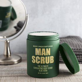 Body Prescriptions scrub being applied in shower demonstrating quick exfoliation benefit