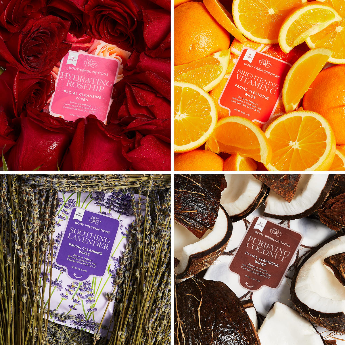 Body Prescriptions ingredients rosehip and vitamin C highlighting brightening support