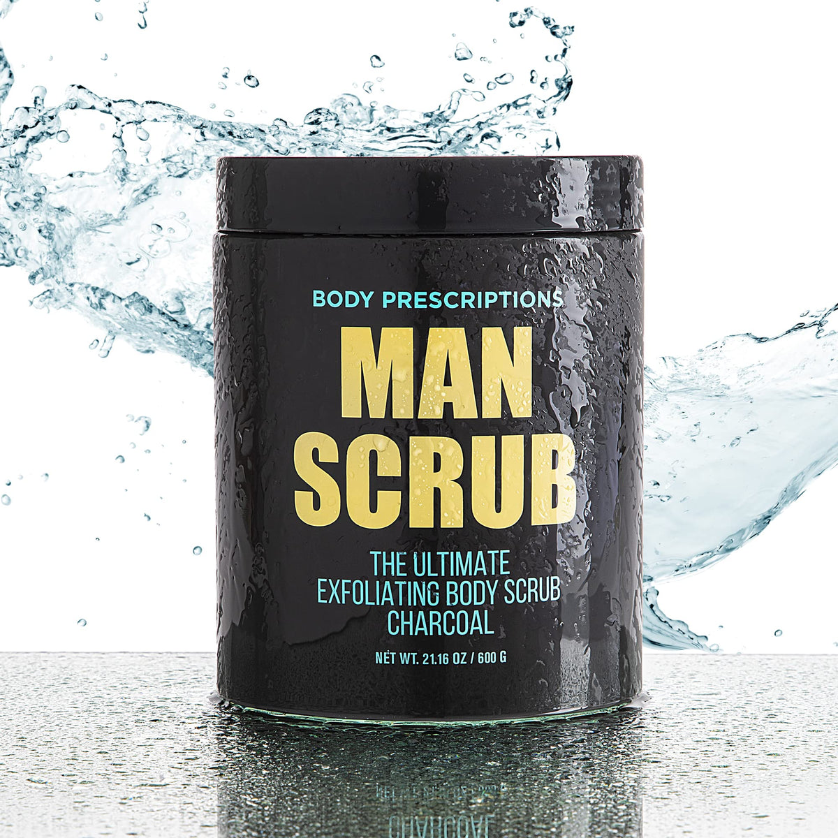 Twist-top label of Body Prescriptions scrub highlighting clean-ingredient benefit