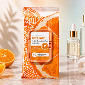 Body Prescriptions pack on nightstand showing bedside convenience for nightly makeup removal