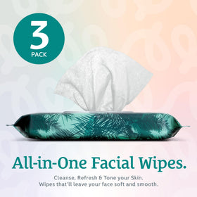 Body Prescriptions wipe held in hand demonstrating easy removal of makeup on the go