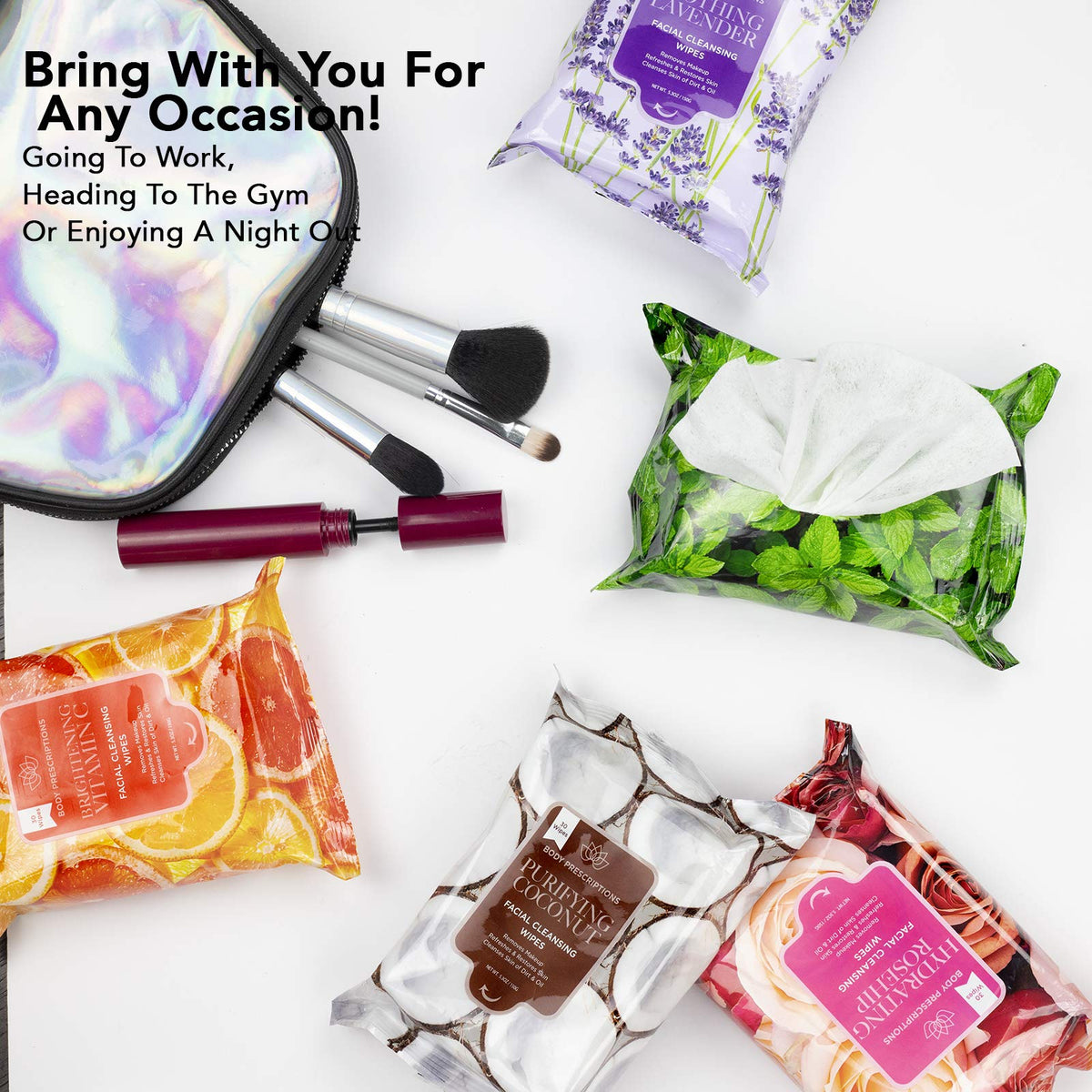 Body Prescriptions wipe removing waterproof mascara demonstrating effective cleansing