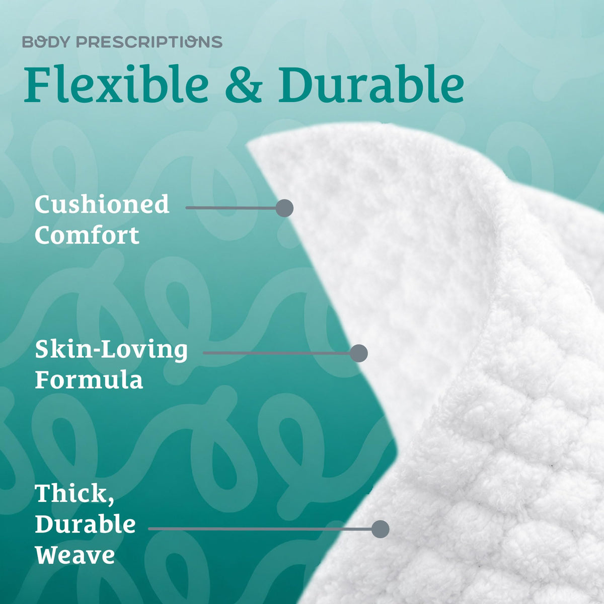 Body Prescriptions close-up of wipe texture demonstrating soft, durable fibers