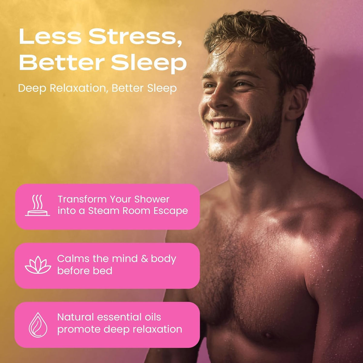 Body Restore lifestyle image in bathroom showing quick daily self-care benefit