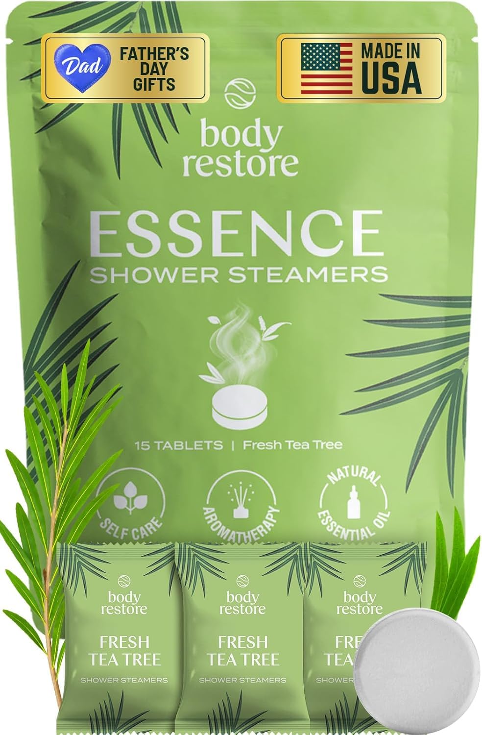 Body Restore front packaging showing tea tree steamers and gift-ready box benefiting gifting