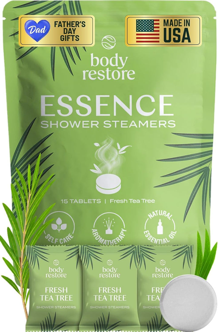Body Restore front packaging showing tea tree steamers and gift-ready box benefiting gifting
