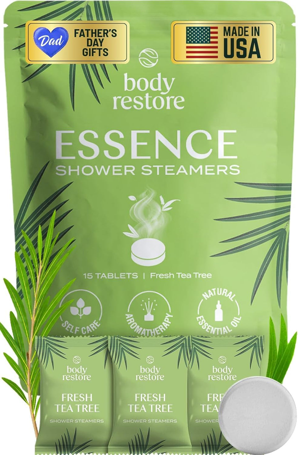 Body Restore front packaging showing tea tree steamers and gift-ready box benefiting gifting