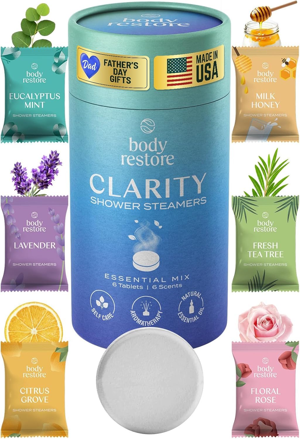 Body Restore front packaging showing six steamers and gift-ready design benefit relaxation