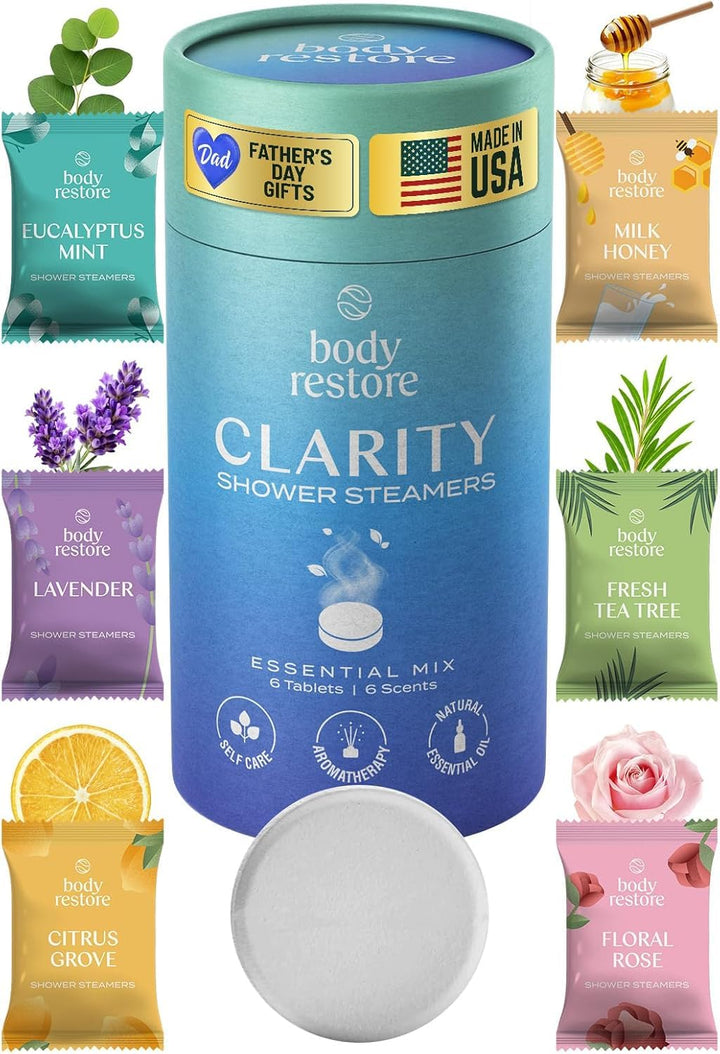 Body Restore front packaging showing six steamers and gift-ready design benefit relaxation