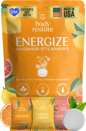 Body Restore front packaging shown as gift-ready with citrus accents and benefit of convenience