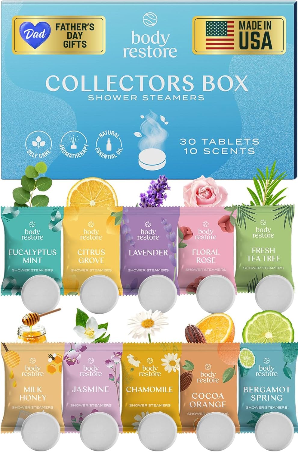 Body Restore front packaging showing 30-pack collectors box and gift-ready look