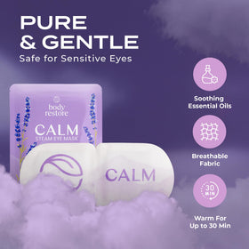 Body Restore mask worn by person relaxing to reduce eye strain