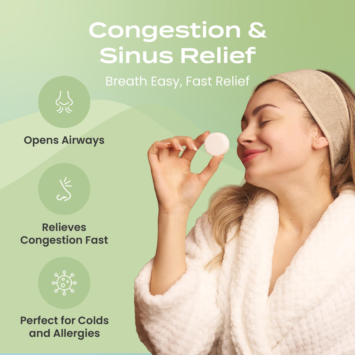 Body Restore tablet in shower water releasing steam for an invigorating scent