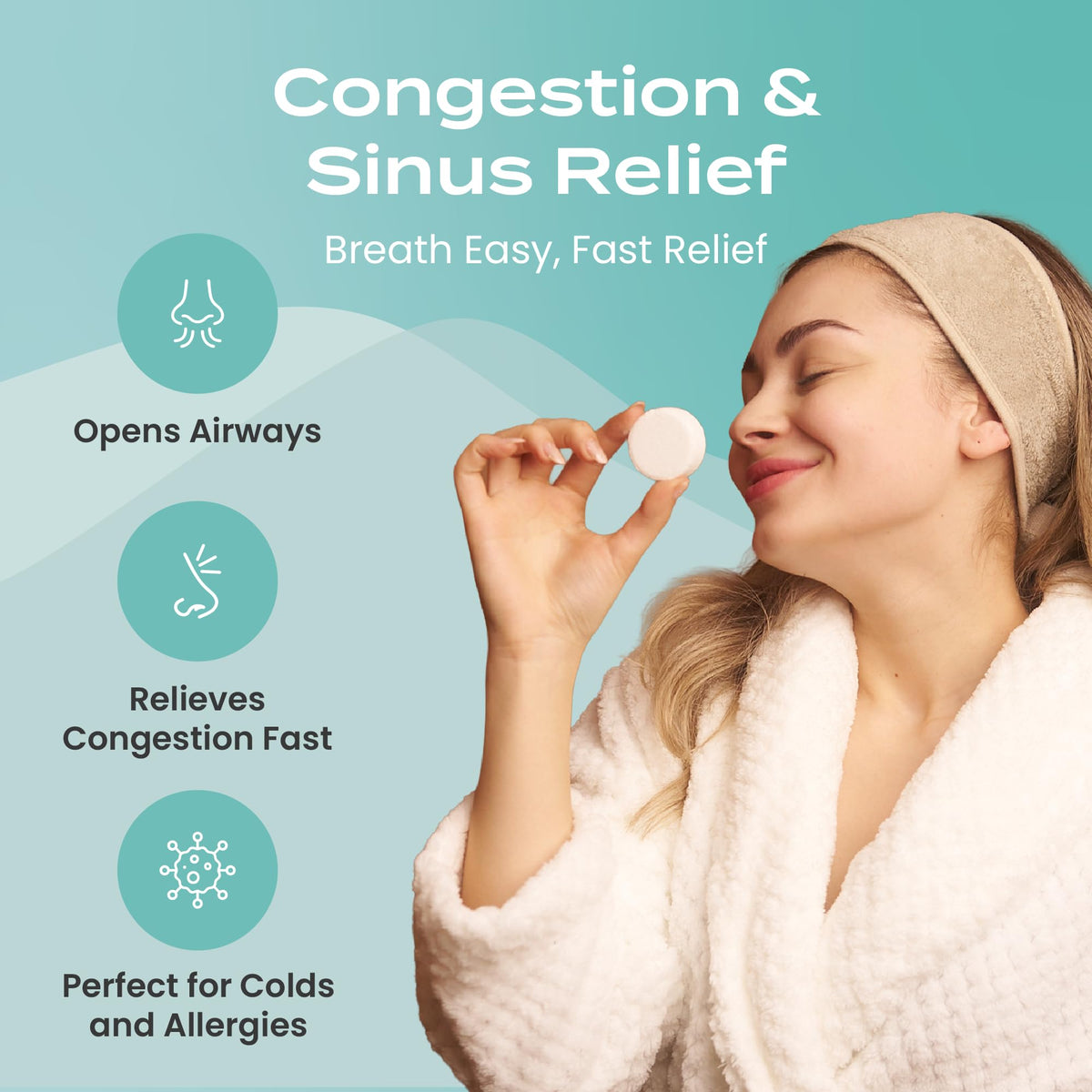 Body Restore tablet in shower releasing eucalyptus steam for calming atmosphere