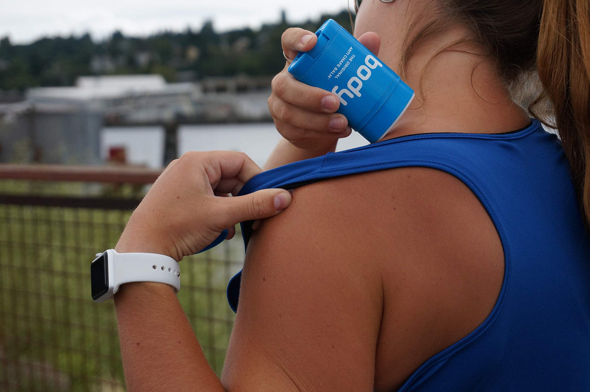 BodyGlide applied to heel illustrating blister prevention and comfort
