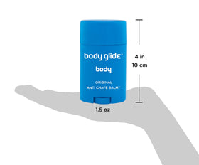 BodyGlide applied to thigh demonstrating protection against skin rubbing