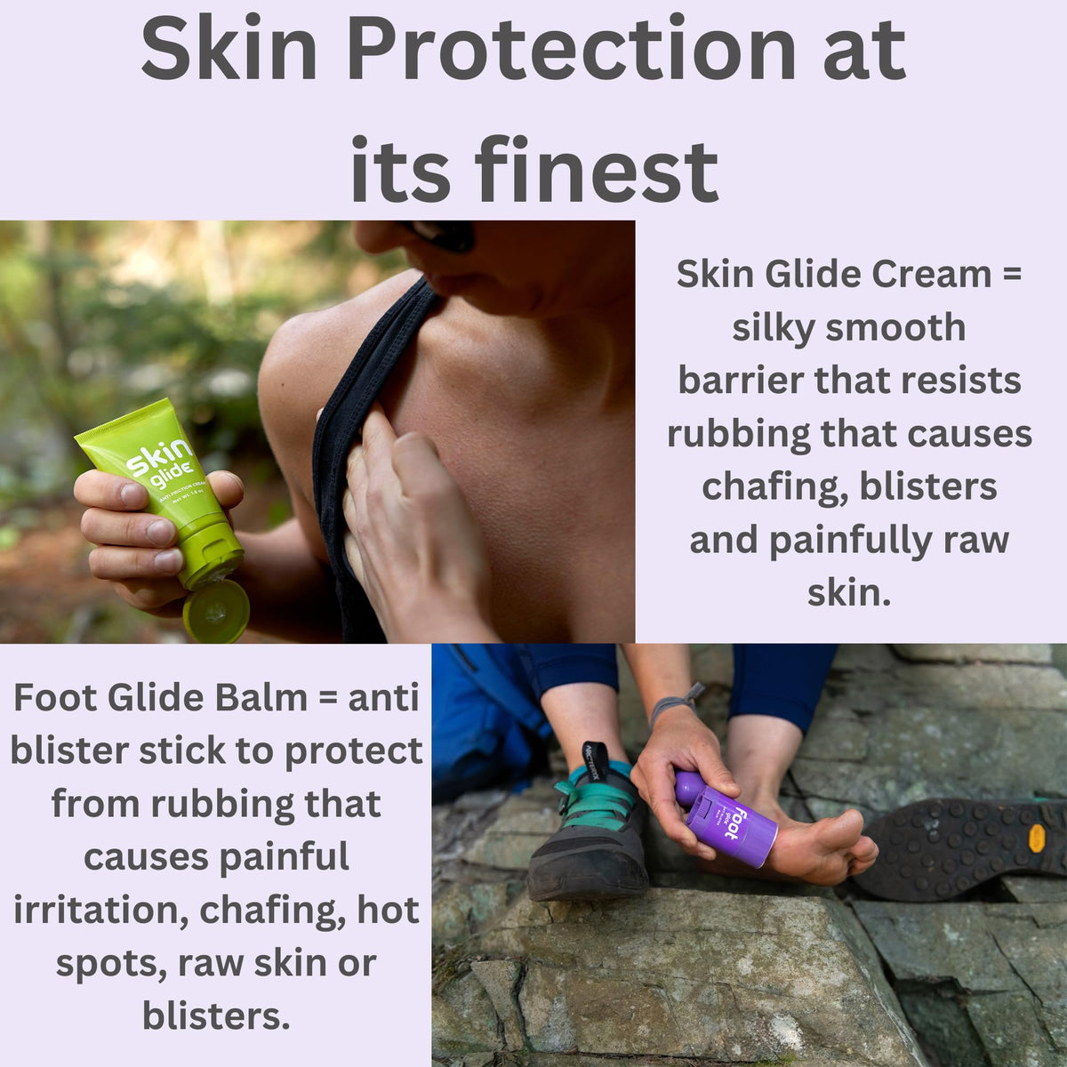 BodyGlide Foot Glide stick extended on hand for precise anti-blister application