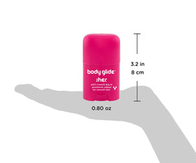 Applying BodyGlide For Her to inner thigh to prevent friction and keep skin comfortable